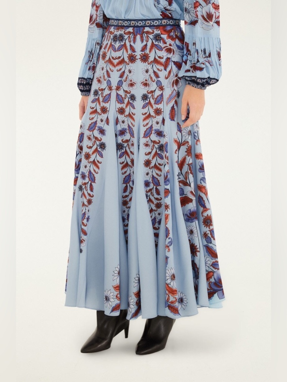 Farm Rio: Soft Blue Marcelle Pleated Maxi
Skirt - Picture 2 of 15